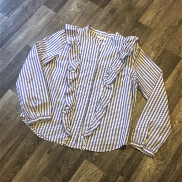 Madewell ruffle stripe button down - Picture 2 of 3